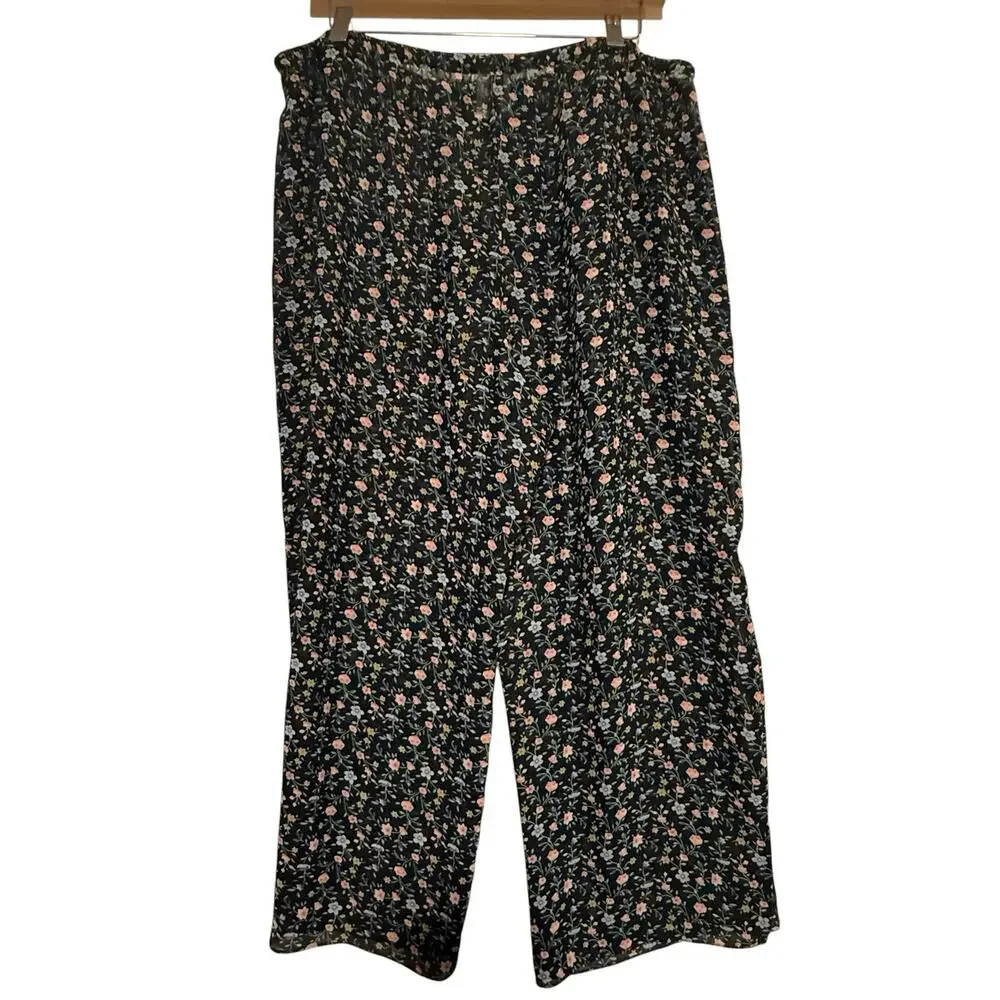 Vtg Y2k SemiSheer Ditsy Floral Festival SZE LARGE Cropped Pants Cottage Coquette